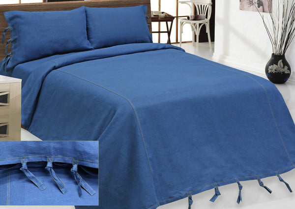 100% Linen Bed Set Denim