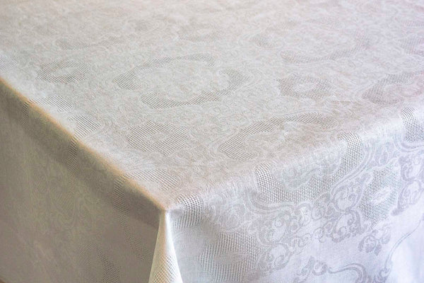 Linen White Jacquard Tablecloth Margo